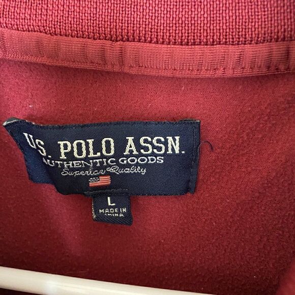 US Polo Assn Burgundy Full Zip Varsity Jacket Size Large - Picture 5 of 8